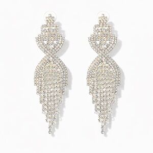 Elegant Silver Crystal Drop Earrings